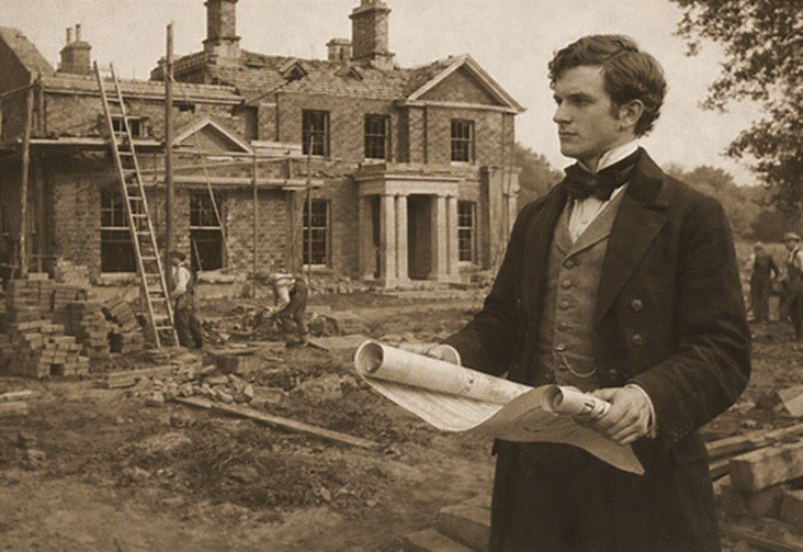 Victorian architect supervising build